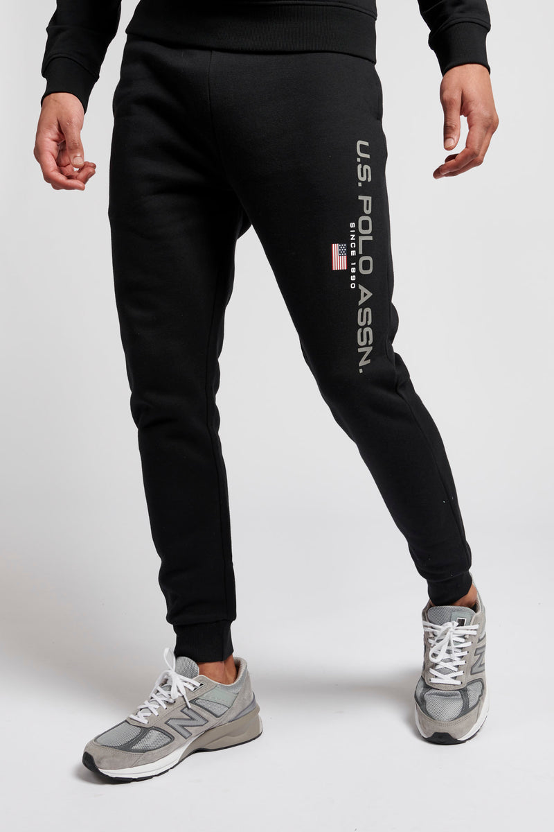 Mens Block Flag Graphic Joggers in Black