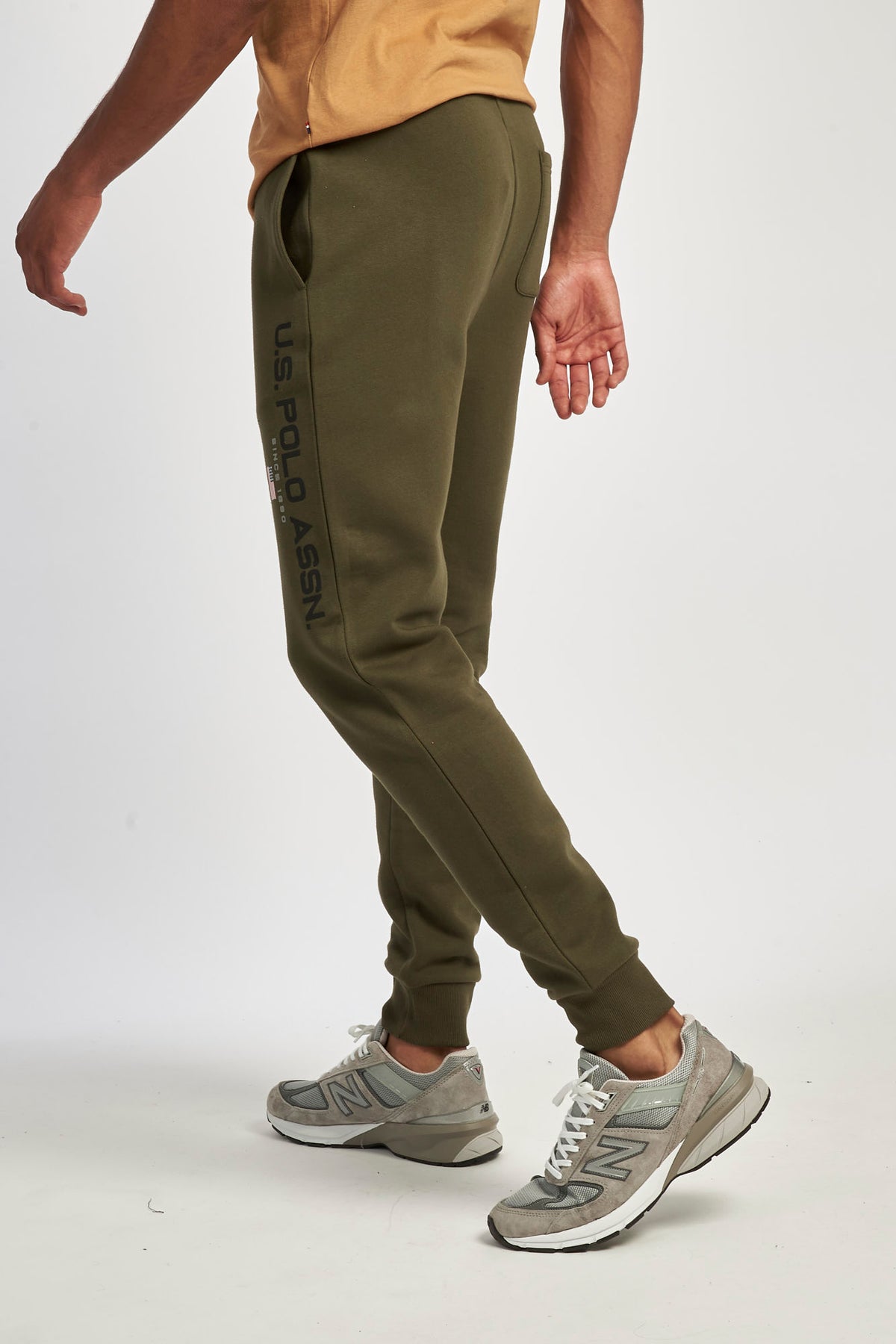 Mens Block Flag Graphic Joggers in Army Green