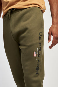 Mens Block Flag Graphic Joggers in Army Green