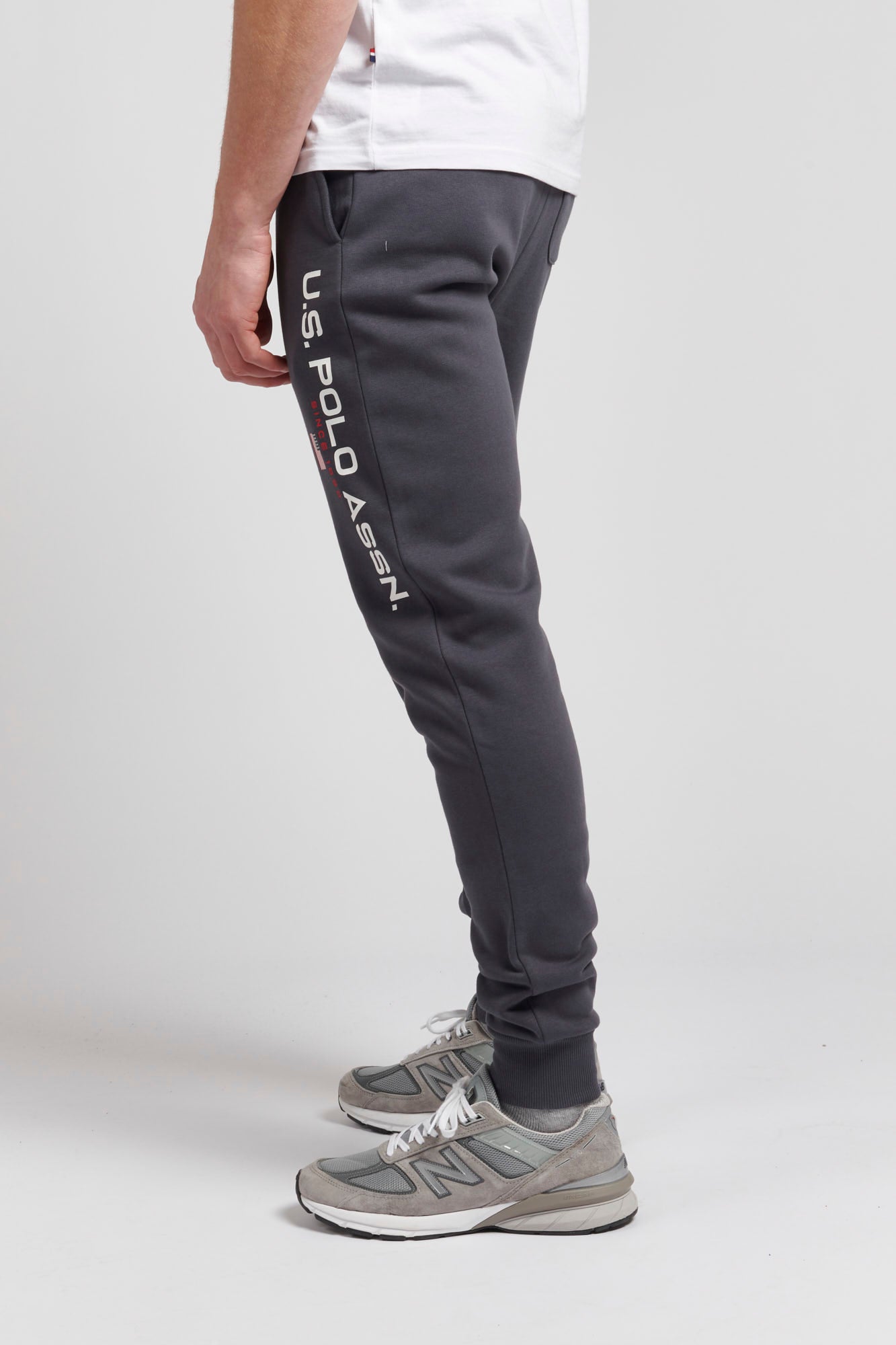 Mens Block Flag Graphic Joggers in Ebony