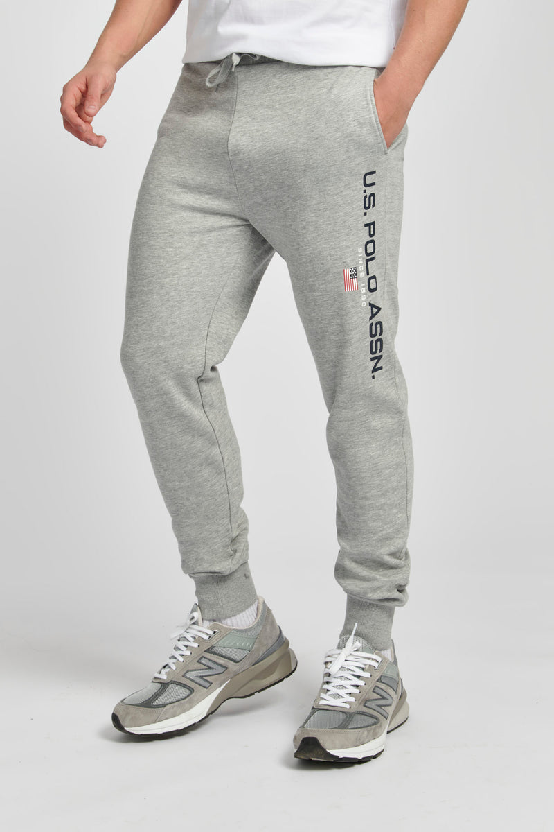 Mens Block Flag Graphic Joggers in Vintage Grey Heather