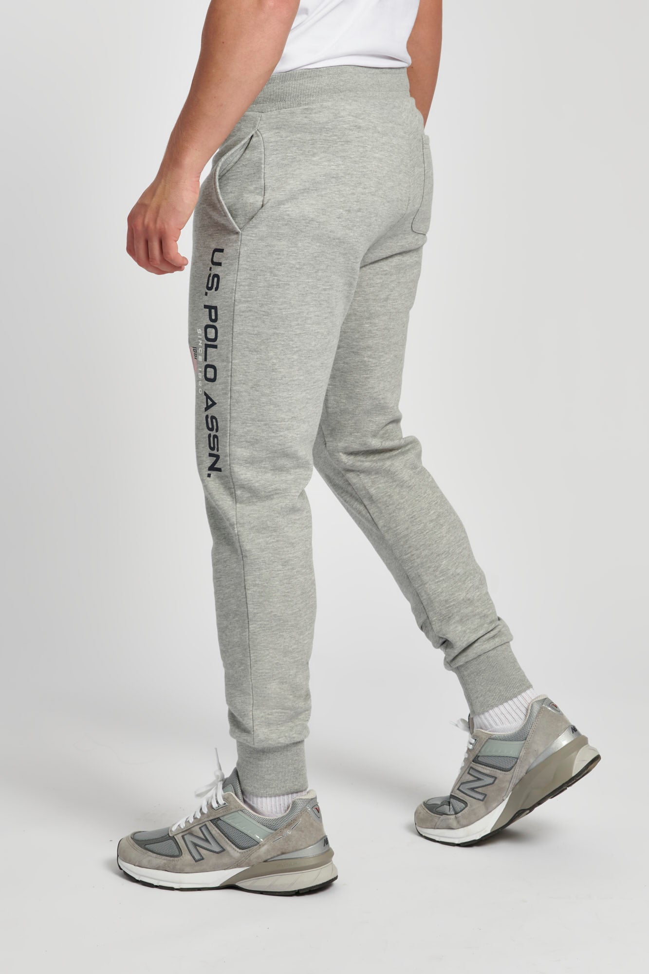 Mens Block Flag Graphic Joggers in Vintage Grey Heather