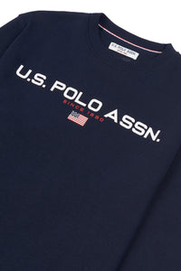 Mens Block Flag Graphic Crew Neck Sweater in Navy Blue