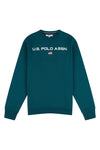 Mens Block Flag Graphic Crew Neck Sweater in Blue Coral