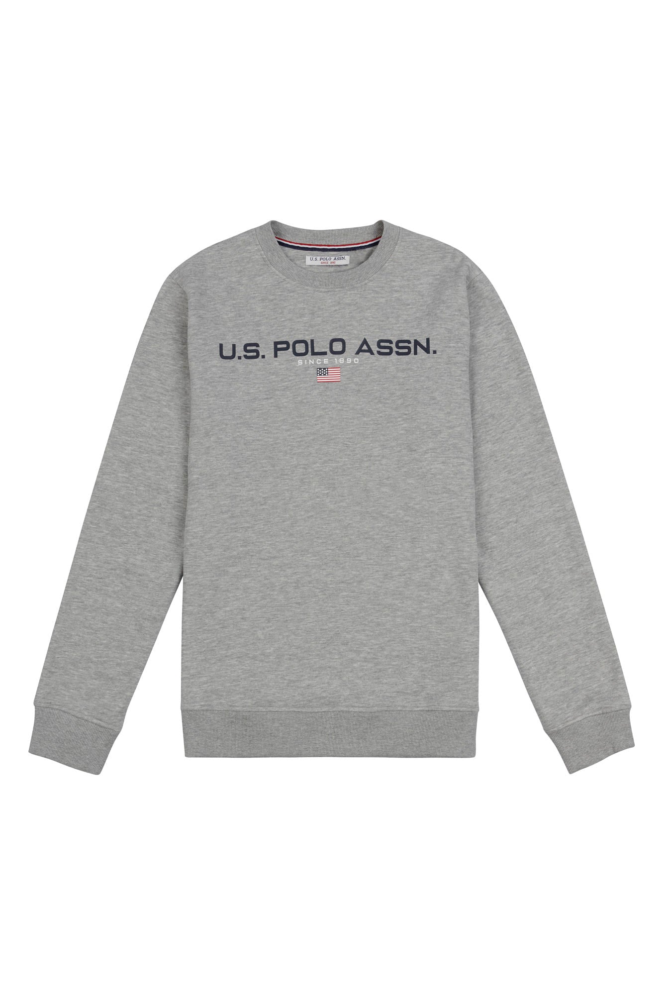 Mens Block Flag Graphic Crew Neck Sweater in Vintage Grey Heather U.S. Polo Assn. UK