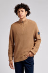 Mens Knitted Quarter Zip Sweatshirt in Tigers Eye