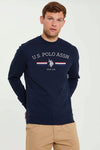 Mens Rider Crew Neck Sweatshirt in Navy Blue