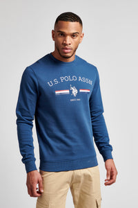 Mens Rider Crew Neck Sweatshirt in Dark Denim