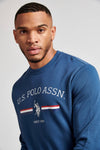 Mens Rider Crew Neck Sweatshirt in Dark Denim