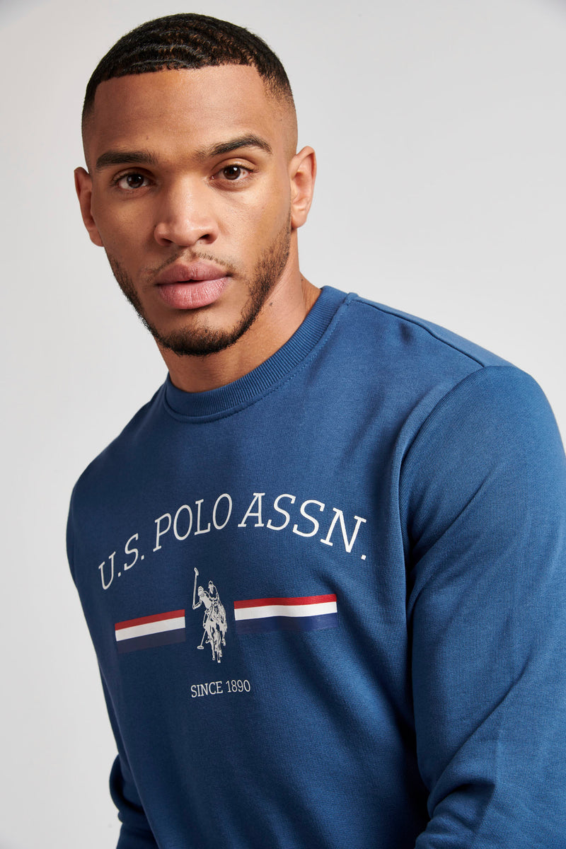 Mens Rider Crew Neck Sweatshirt in Dark Denim