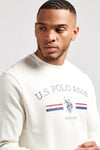 Mens Rider Crew Neck Sweatshirt in Marshmallow