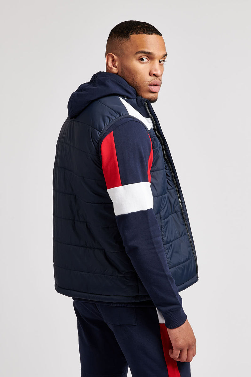 Mens Block Gilet in Navy Blue