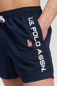 Mens Solid Swim Shorts in Navy Blue