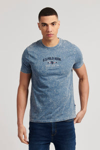 Mens Acid Wash T-Shirt in China Blue