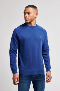 Mens Raglan Crew Neck Sweatshirt in Blue Print