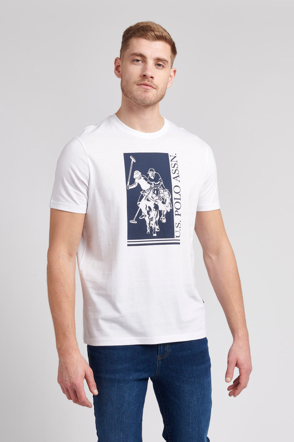 U.S. Polo Assn. Mens Rider Block T-Shirt in Bright White – U.S. Polo ...