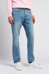 Mens 5 Pocket Regular Fit Denim Jeans in Mid Wash