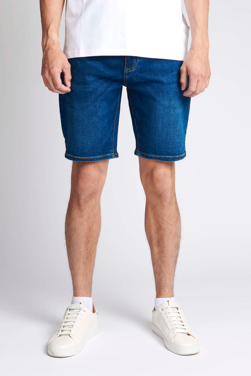 Mens 5 pocket Denim Shorts in Dark Wash