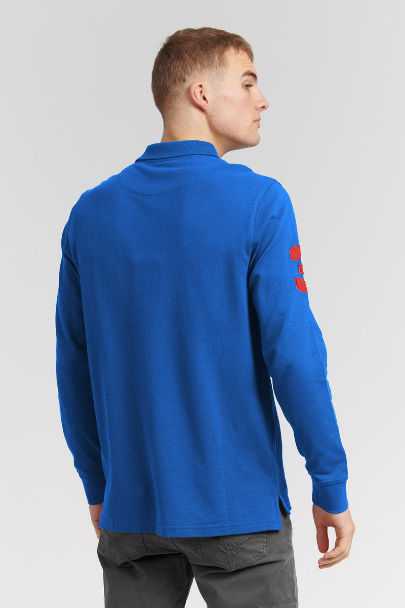 Mens Player 3 Long Sleeve Polo Shirt in Classic Blue