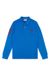 Mens Player 3 Long Sleeve Polo Shirt in Classic Blue