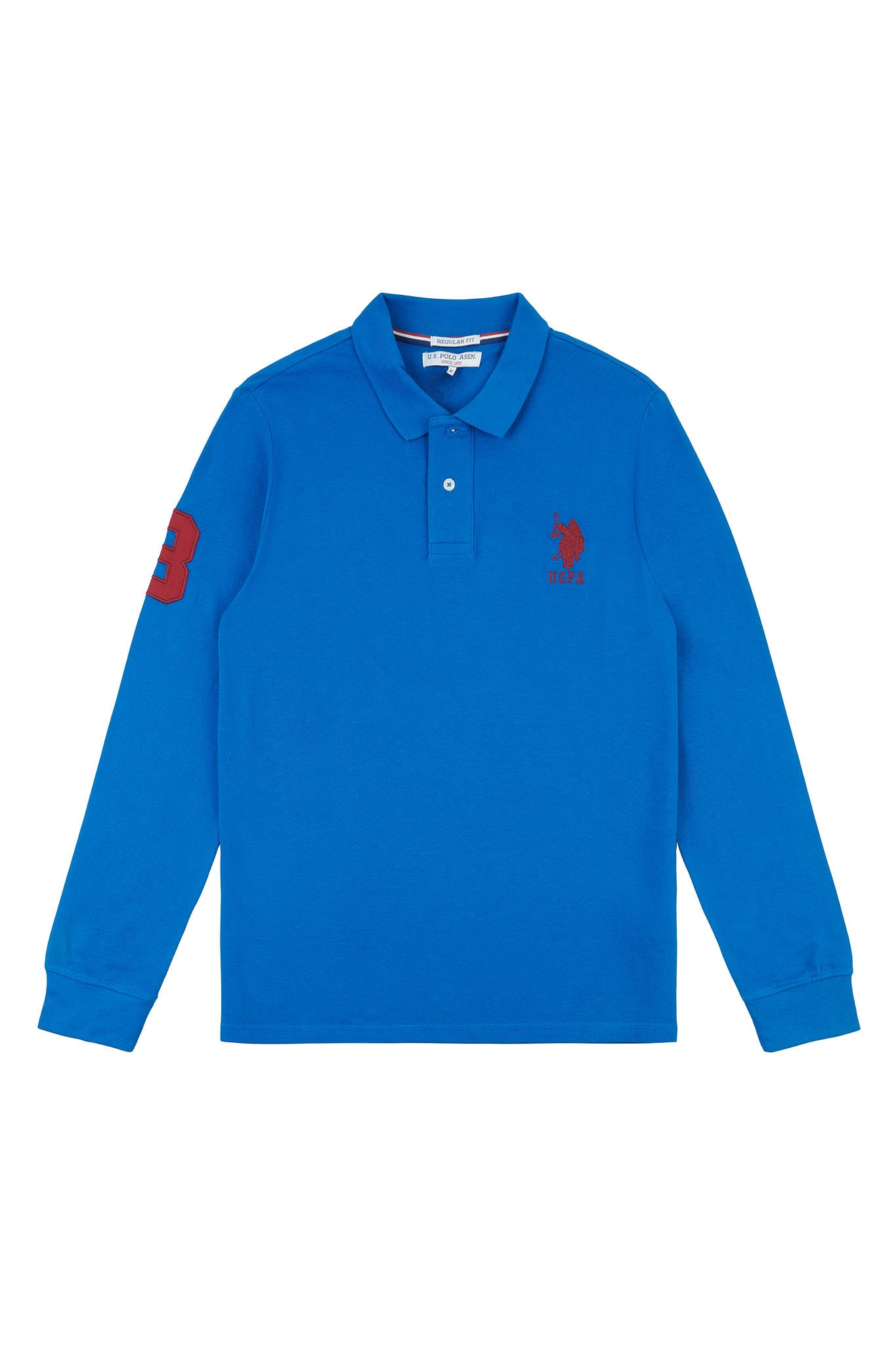 Mens Player 3 Long Sleeve Polo Shirt in Classic Blue