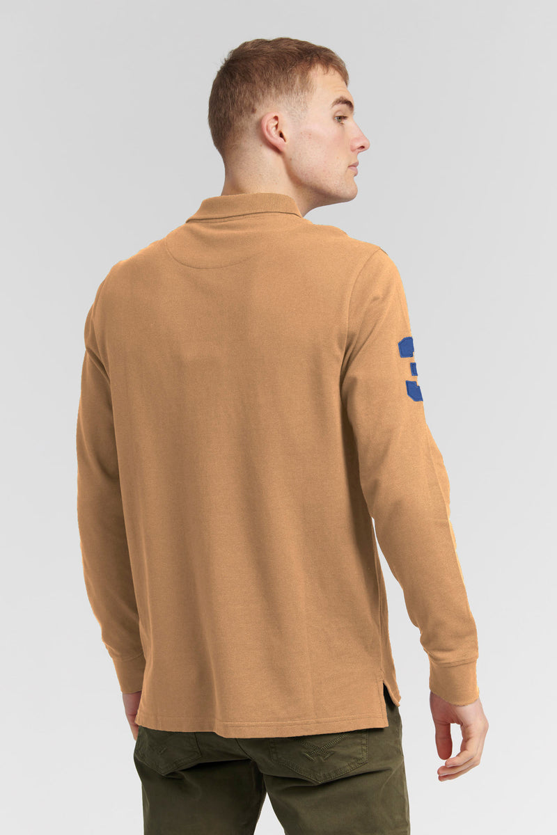 Mens Player 3 Long Sleeve Polo Shirt in Tigers Eye