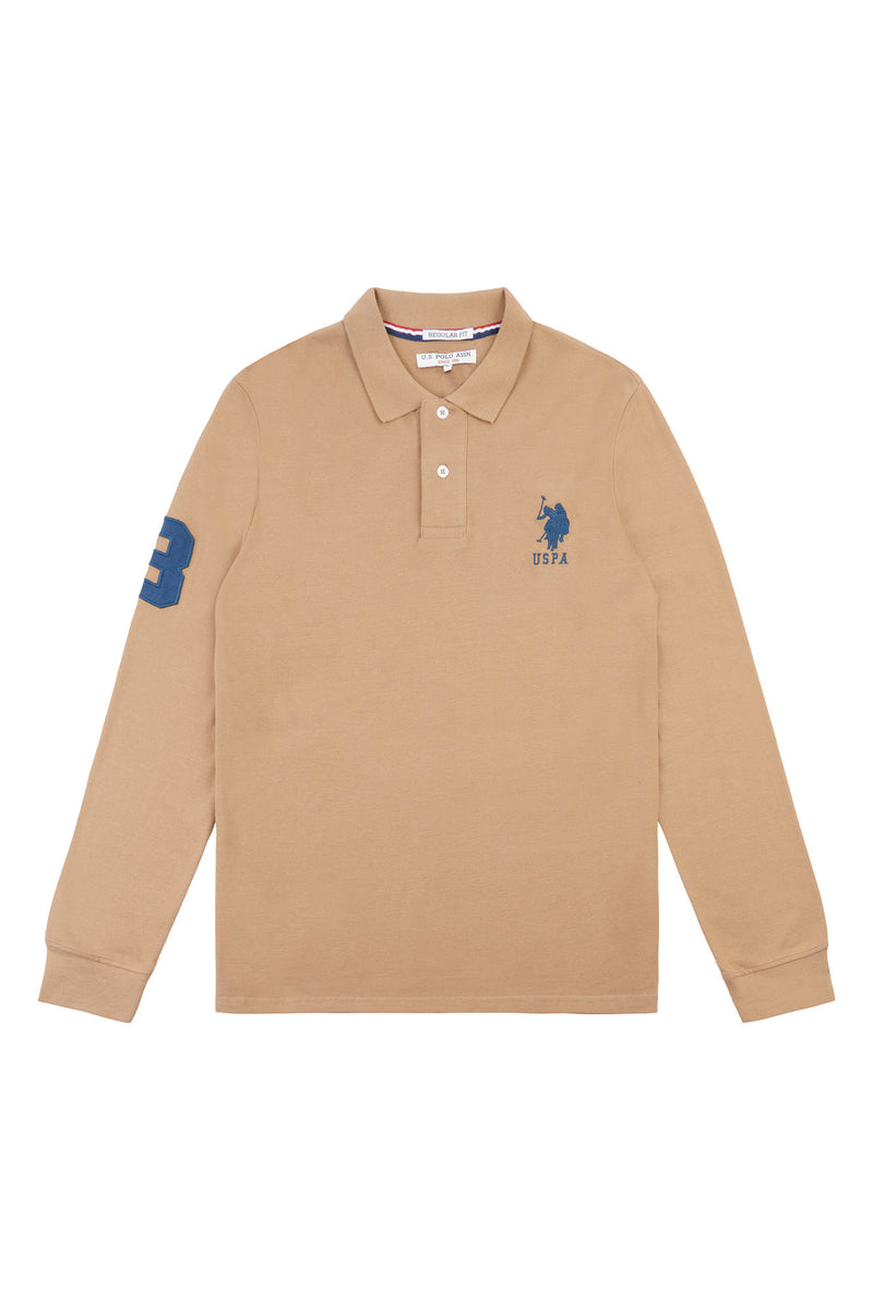 Mens Player 3 Long Sleeve Polo Shirt in Tigers Eye