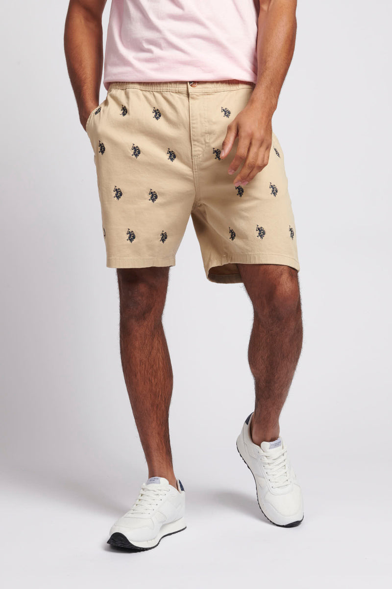 Mens Double Horsemen Print Shorts in Safari