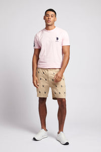 Mens Double Horsemen Print Shorts in Safari