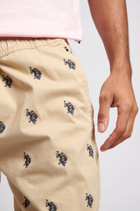 Mens Double Horsemen Print Shorts in Safari