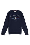 Mens Stripe Rider Crew Neck Sweatshirt in Navy Blue