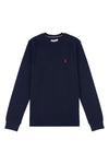 Mens Honeycomb Pique Sweatshirt in Navy Blue