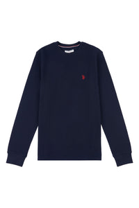 Mens Honeycomb Pique Sweatshirt in Navy Blue