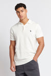 Mens Knitted Polo Shirt in Marshmallow