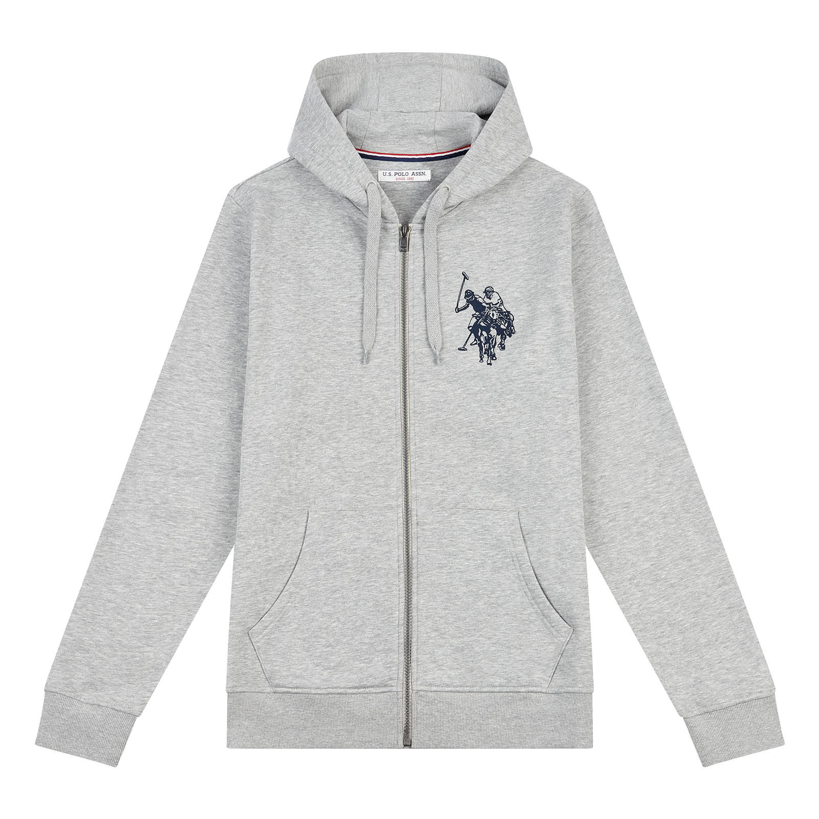 Mens Double Horsemen Zip-through Hoodie in Vintage Grey Heather