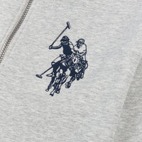 Mens Double Horsemen Zip-through Hoodie in Vintage Grey Heather