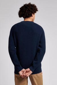 Mens Raglan Crew Neck Knitted Jumper in Navy Blue