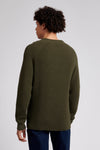 Mens Raglan Crew Neck Knitted Jumper in Forest Night