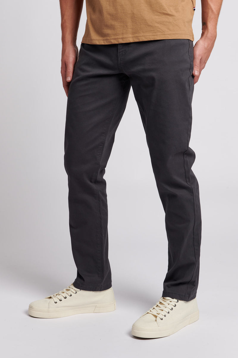 Mens Brushed Twill Trouser in Charcoal Grey Marl