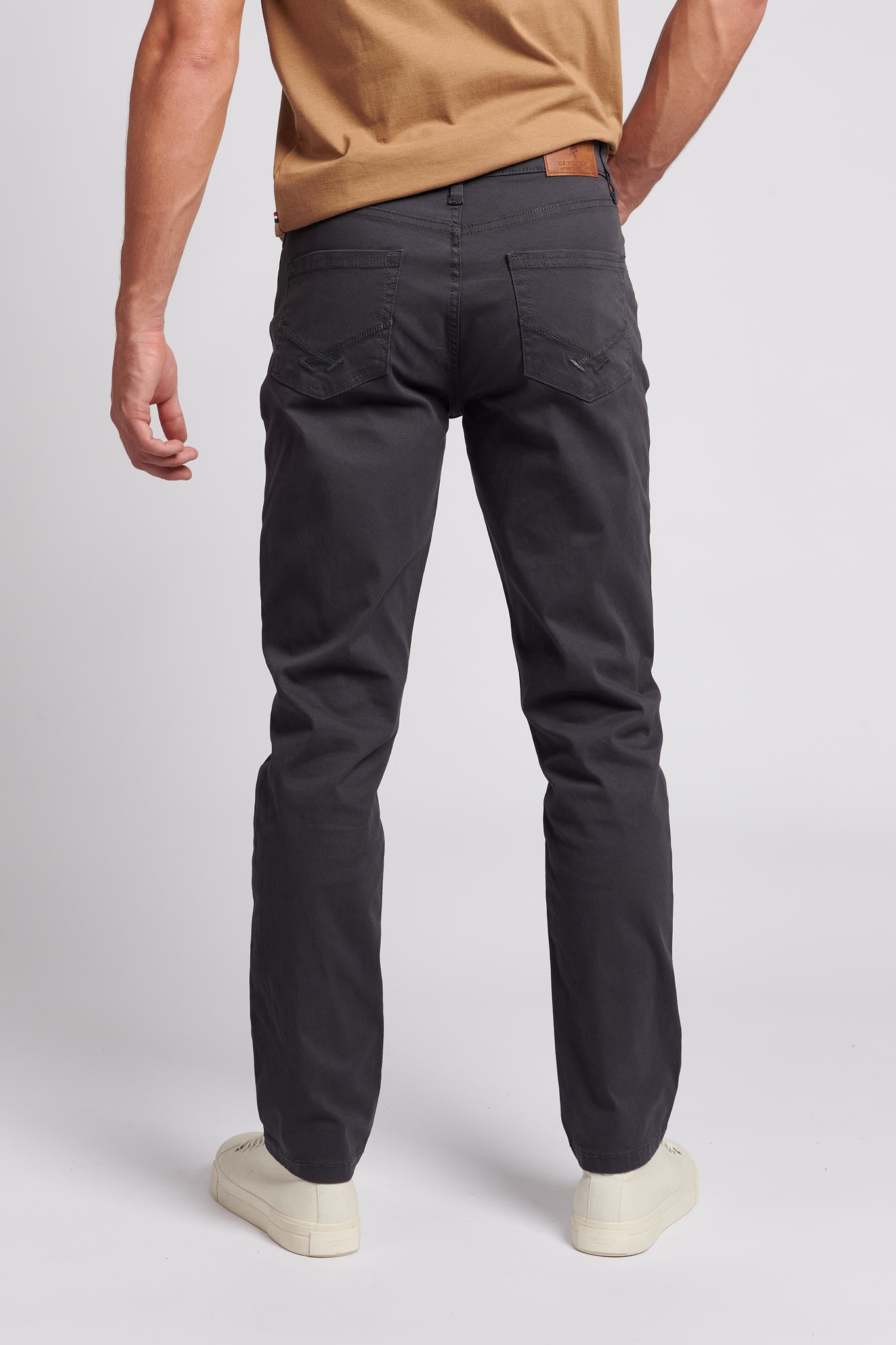 Mens Brushed Twill Trouser in Charcoal Grey Marl