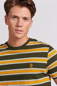 Mens Vintage Stripe T-Shirt in Forest Night