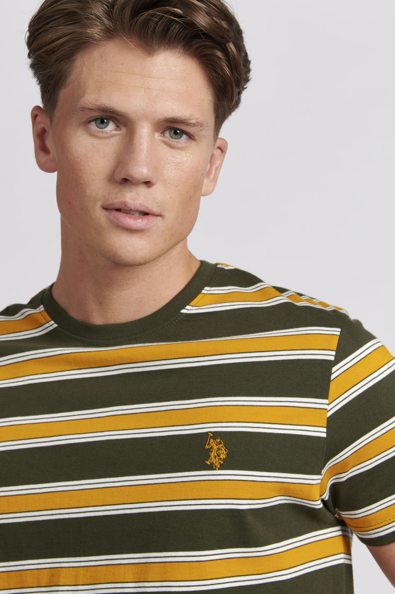 Mens Vintage Stripe T-Shirt in Forest Night