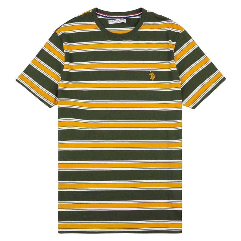 Mens Vintage Stripe T-Shirt in Forest Night