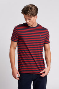 Mens Bretton Stripe T-Shirt in Biking Red