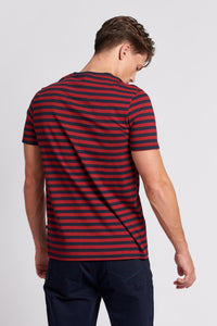 Mens Bretton Stripe T-Shirt in Biking Red