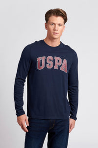 Men Arch Graphic Long Sleeve T-Shirt in Navy Blue