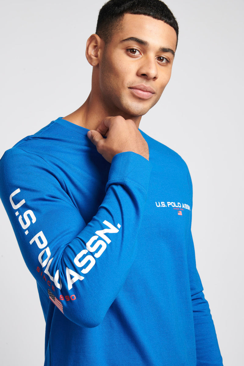 Mens Sport Long Sleeve T-Shirt in Classic Blue