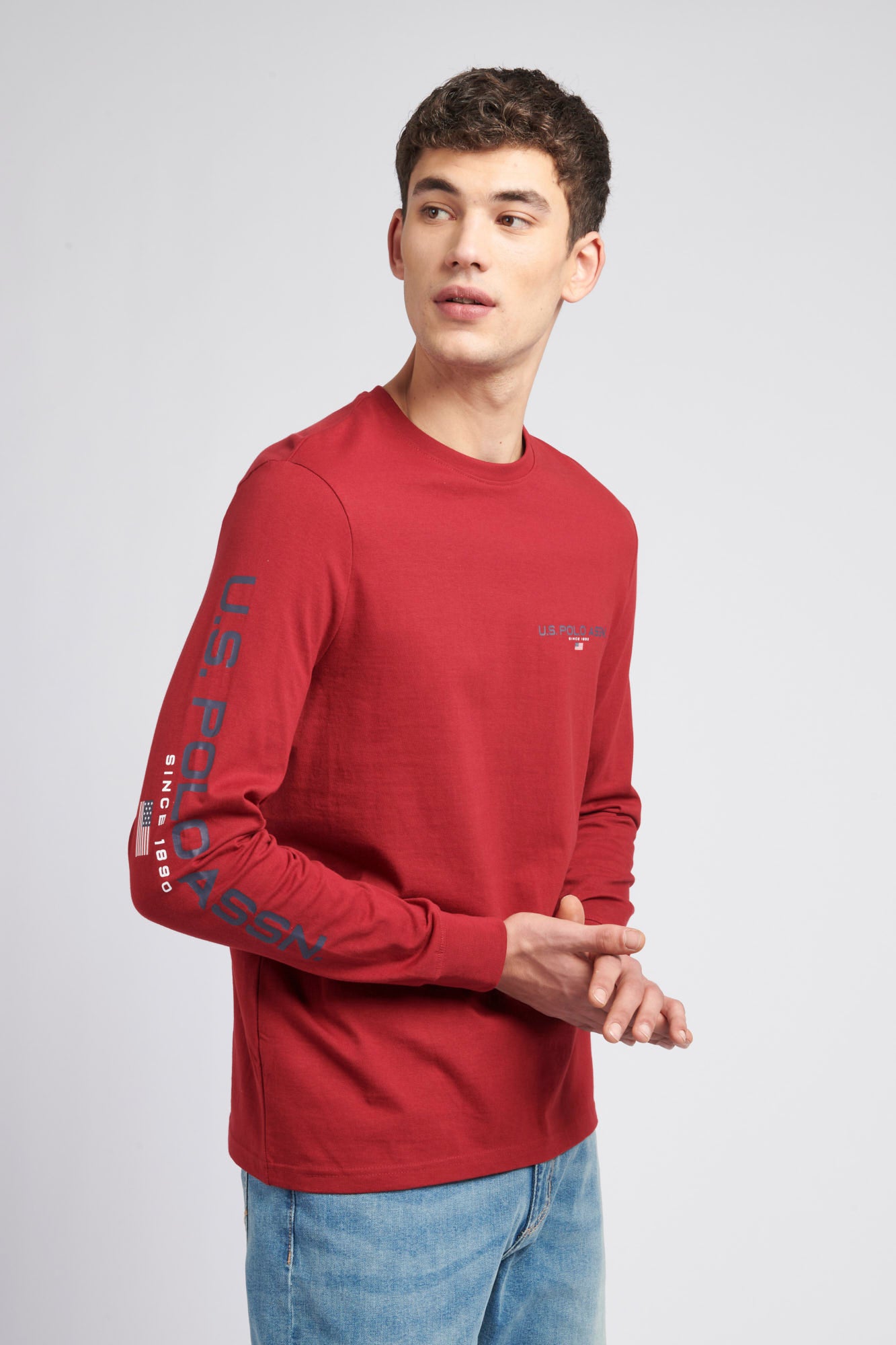 Mens Sport Long Sleeve T-Shirt in Biking Red