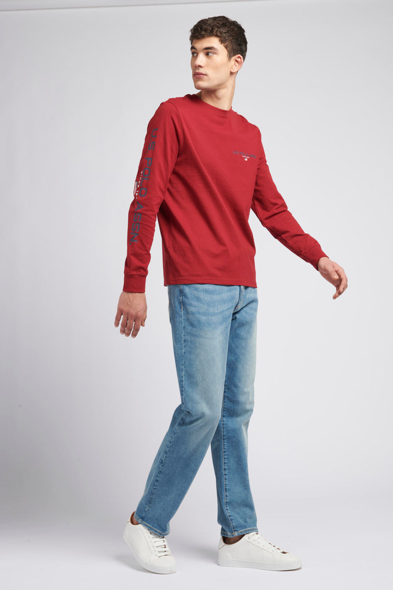 Mens Sport Long Sleeve T-Shirt in Biking Red