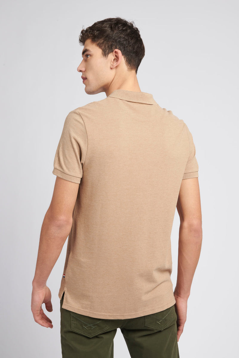 Mens Marl Pique Polo in Tigers Eye